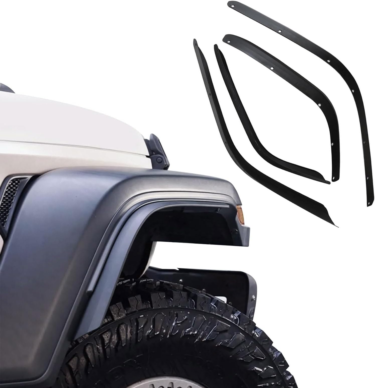 Front & Rear Fender Flares Extensions Set Fits 2018-2023 for Jeep Wrangler JL JLU & JT Gladiator (Fit for sahara)