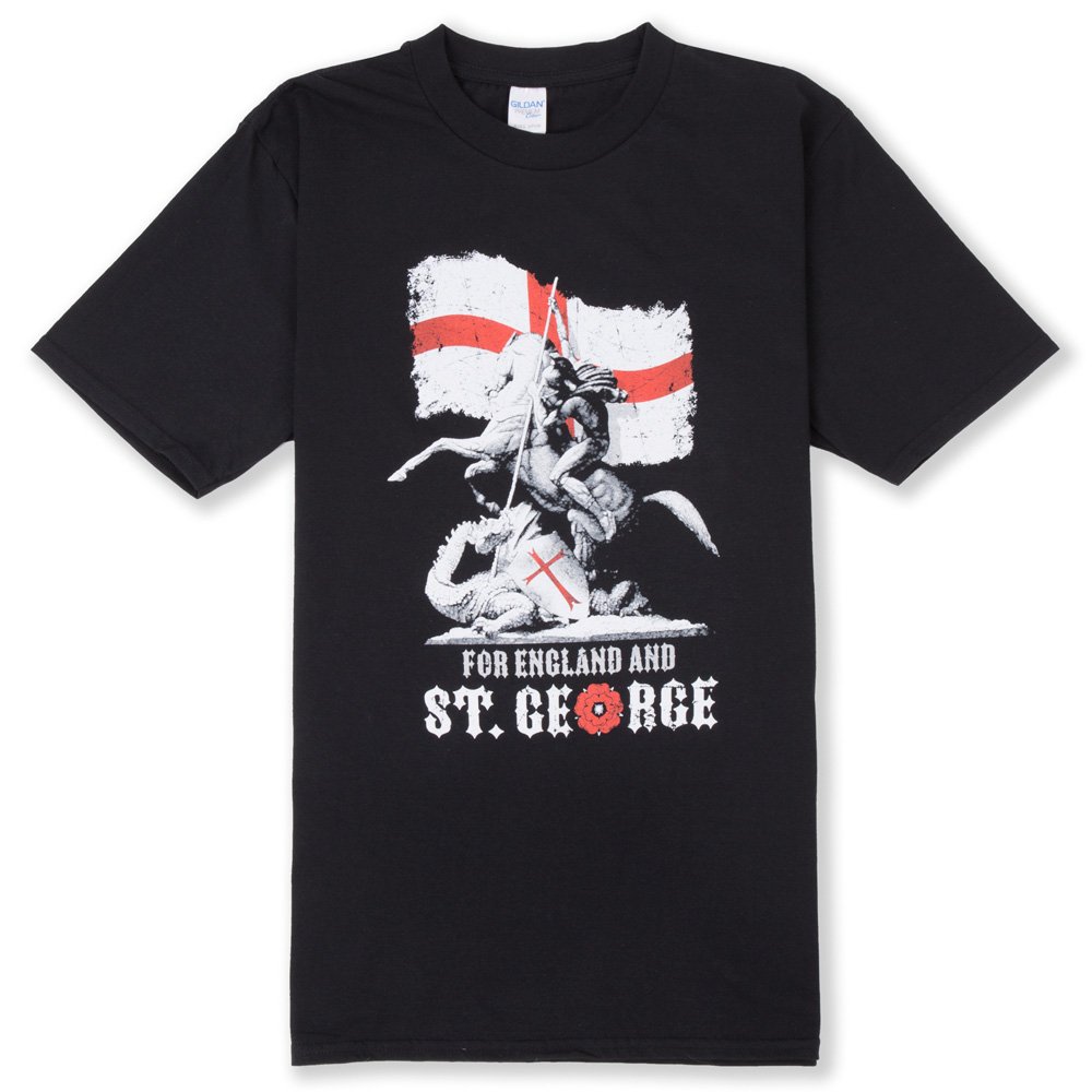 Senlak Men's Black For England And St George T-Shirt (Xl)