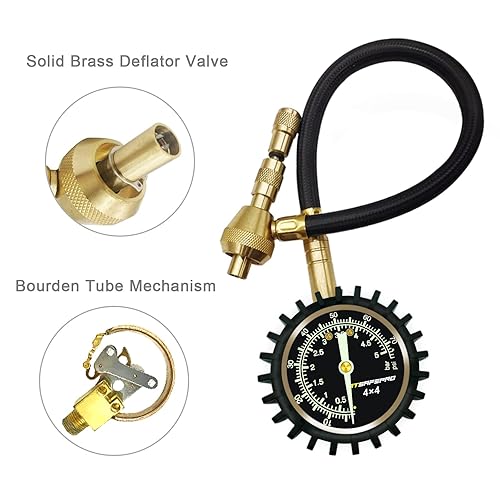 Miniatura 2 de Desinfladores de neumáticos y manómetro de neumáticos de 75 PSI, deflectores automáticos ATsafepro de neumáticos con medidor de neumáticos adecuados