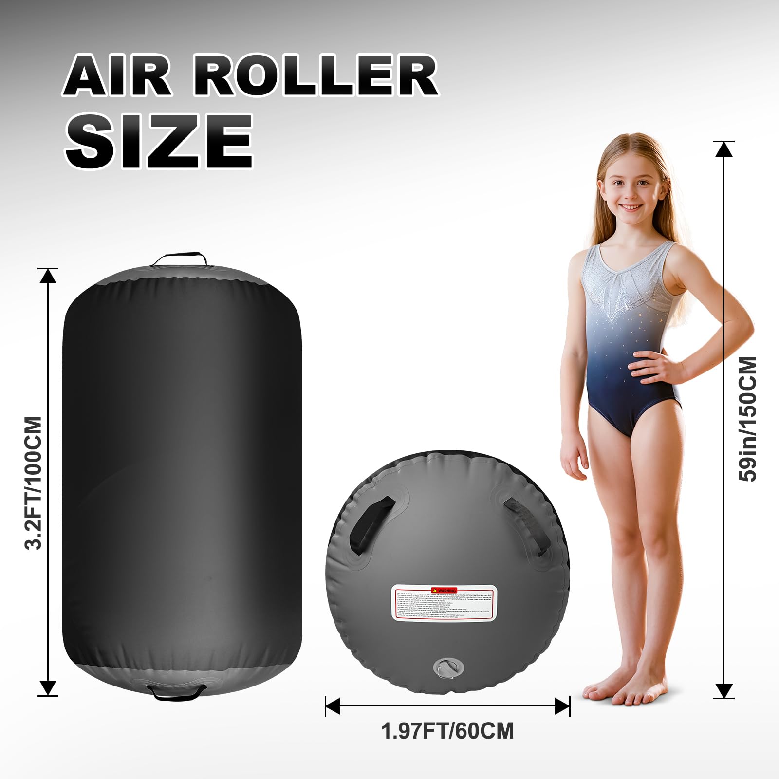 airtrack matte 10cm Hoch professionelle Tumbling Matte with air rolle turnen,3m/4m Gymnastikmatte Turnmatte with 100x60cm Air Roll | Aufblasbare Trainingsmatte mit elektrischer Luftpumpe