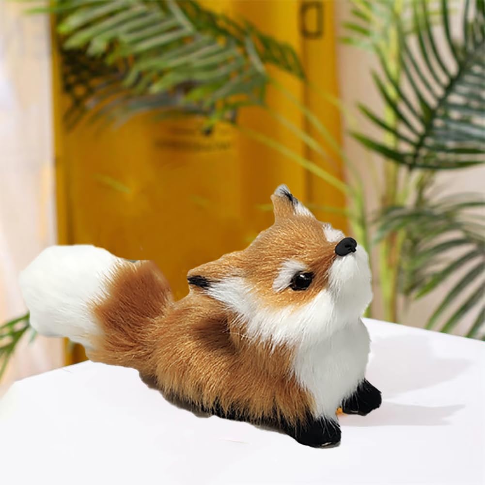 Wgxzyq Mini Simulation Fox Figurine Ornaments, Faux Fur Fox Plush