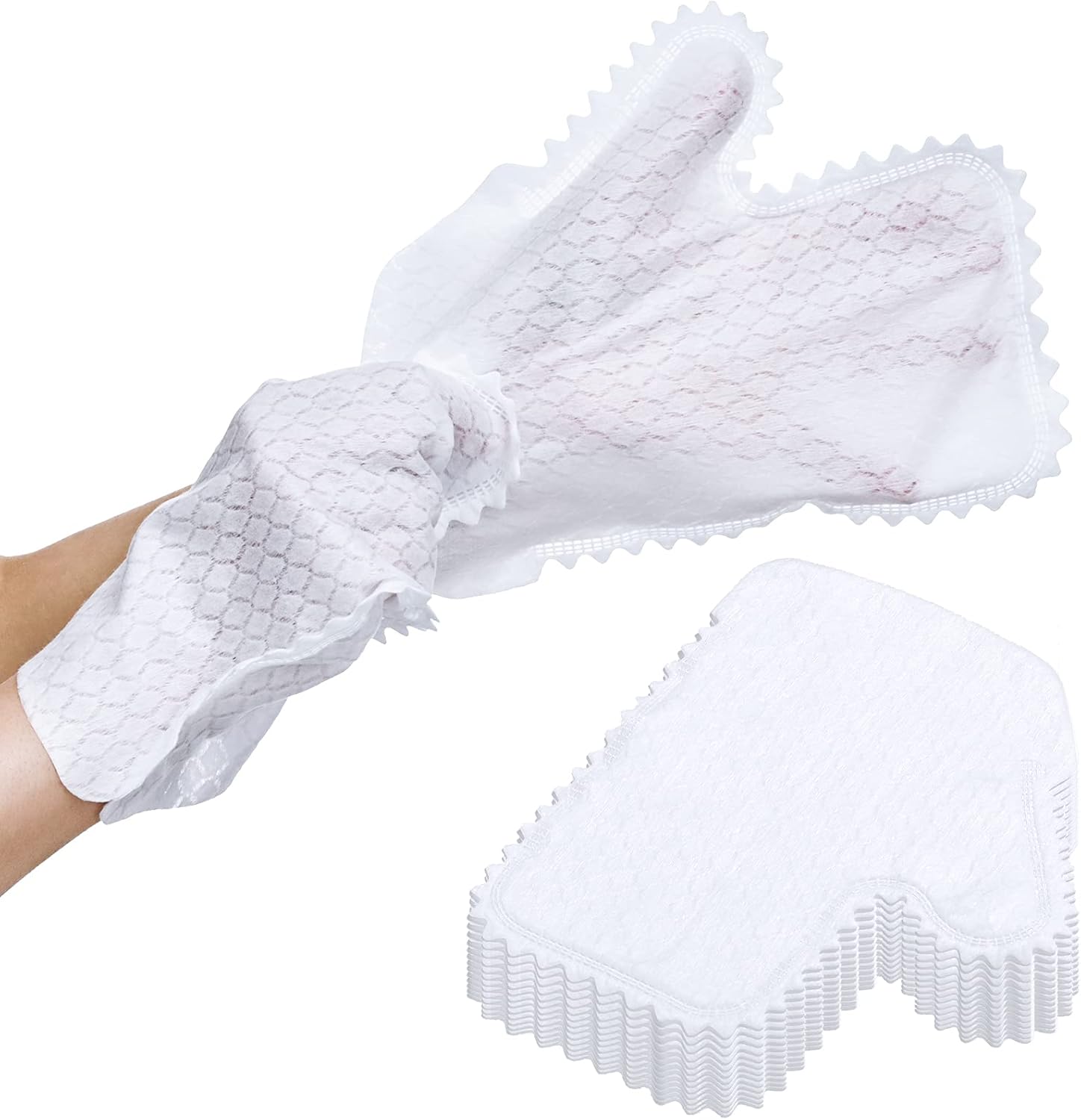 Patelai 40 Pieces White Microfiber Dusting Cloths Gloves, Dust Wipes, Feather Dusters, Grabs and Locks in Dust, Pet Hair Cleaning Possible Dual-Sided Disposable Dusting Gloves - Thumbnail 3
