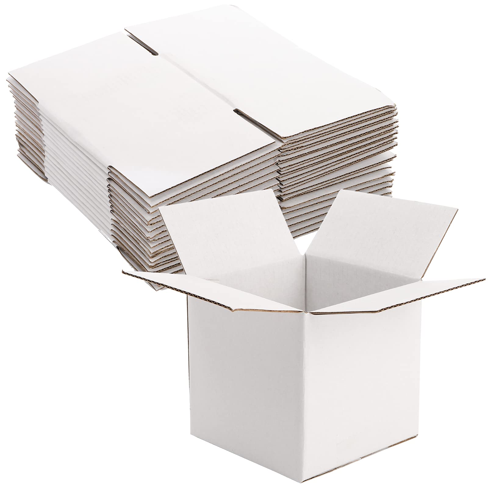 Peohud 40 Stück Kleine Versandkartons,10x10x10cm Weiß Schachtel aus Wellpappkartons,Versandbox für Versand, Verpackungsaufbewahrung, Geschenkbox, wiederverwertbar