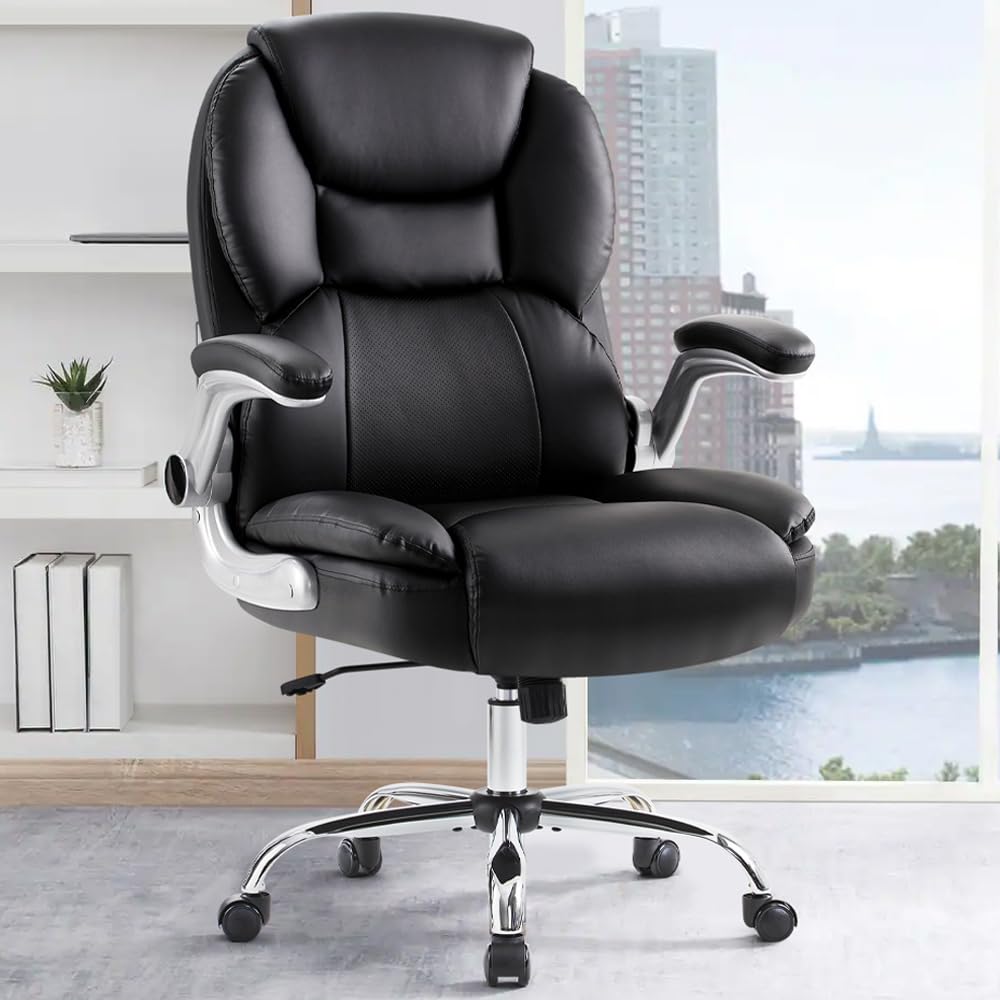 IWMH Executive Office Chair Ergonomic Big and Tall Computer Desk Chair High Back PU Leather Chair with Padded