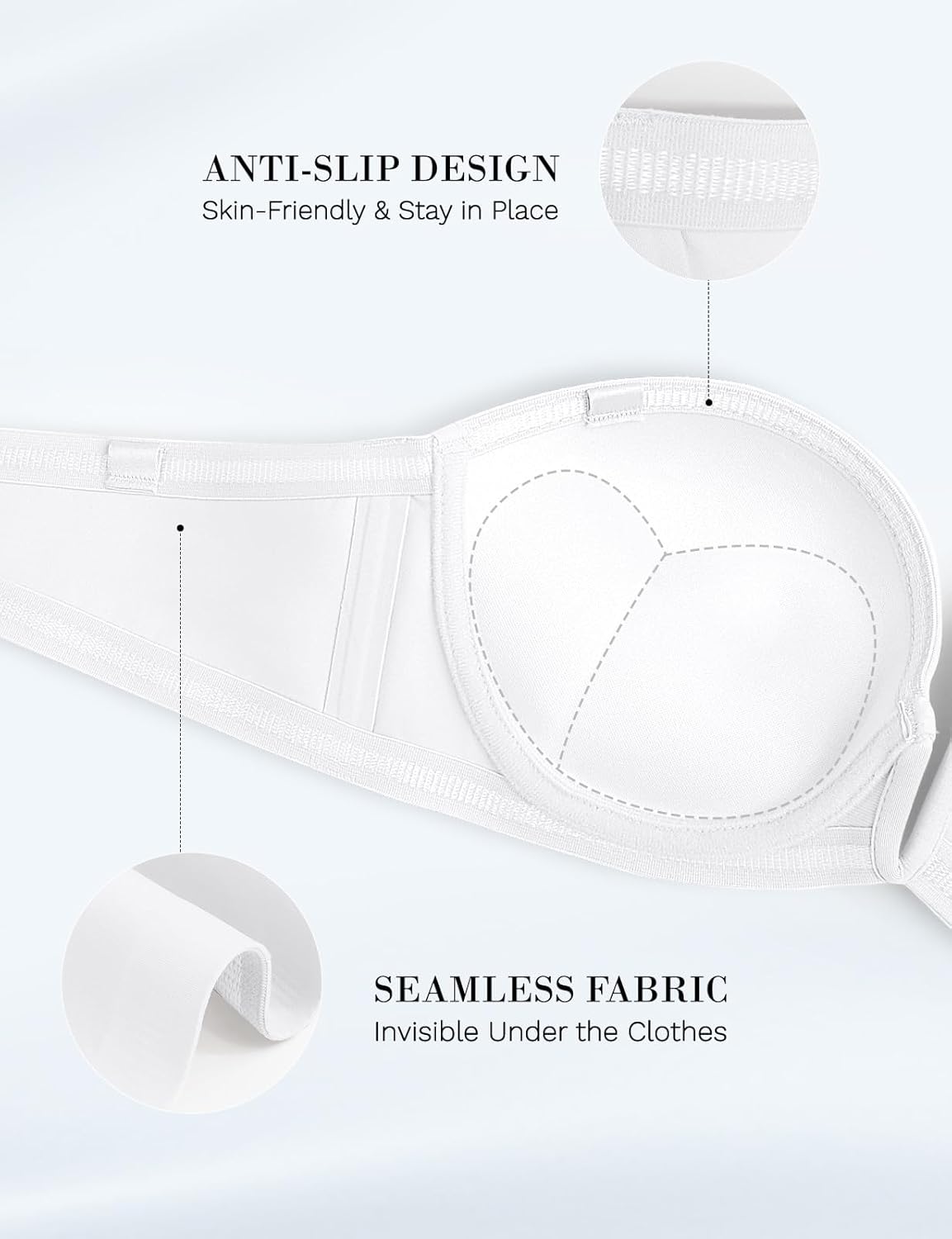 Strapless Bra Push Up Non Slip Deep V Plunge Underwire Bras for Women Super Padded Add 2 Cups - Image 5