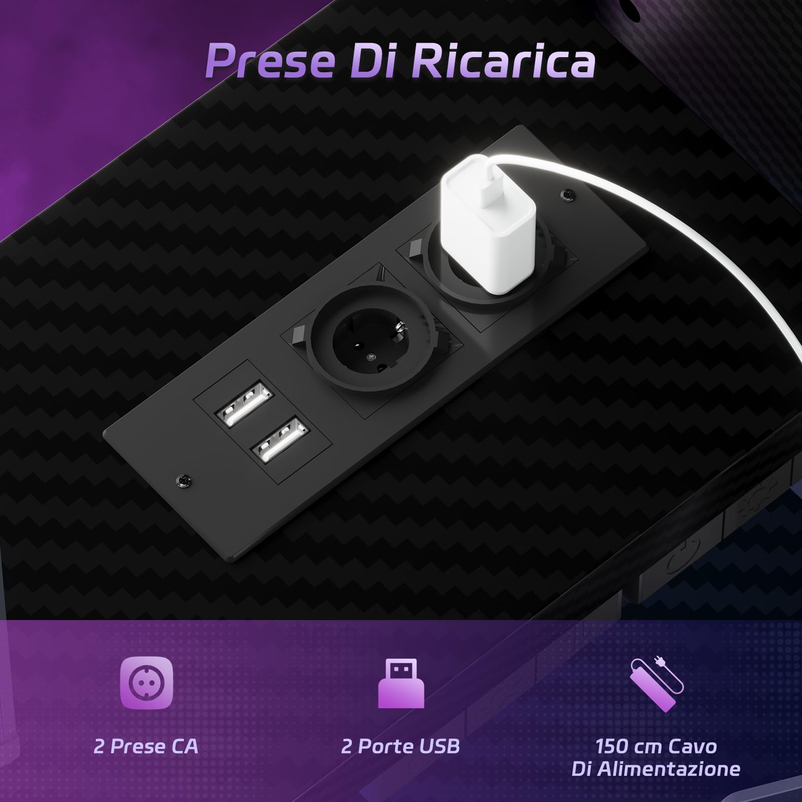 Devoko Scrivania Da Gaming Angolare Con LED E Prese, 120 cm, Arredamento Per Ufficio, Con Ganci E 2 Cassetti In Tessuto, Ideale Per il Telelavoro E I Videogiochi, Nera | Con ganci e 2 cassetti in tessuto, Perfetta per telelavoro e videogiochi