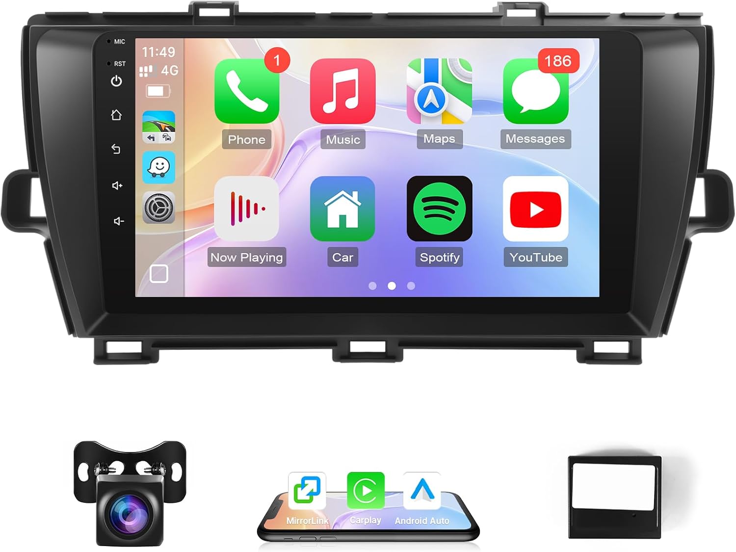 Leadfan Android Car Radio for Toyota Prius 2010 2011 2012 2013 2014 2015 Upgrade with Wireless Carplay/Android Auto, 9 Inch Screen GPS/Bluetooth/SWC/Backup Camera (Fit for JBL&Big Screen, 2+32G)