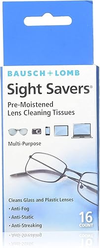 Bausch & Lomb Sight Savers - Toallitas de limpieza de lentes, tejidos prehumedecidos, antivaho, antiestático, antirayas, limpia vidrio y plástico,