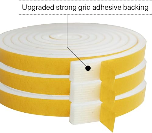 Miniatura 10 de Burlete de espuma con 4 rollos, 14 pulgadas de ancho x 18 pulgadas de grosor, total de 52 pies de largo, aislamiento adhesivo de espuma para