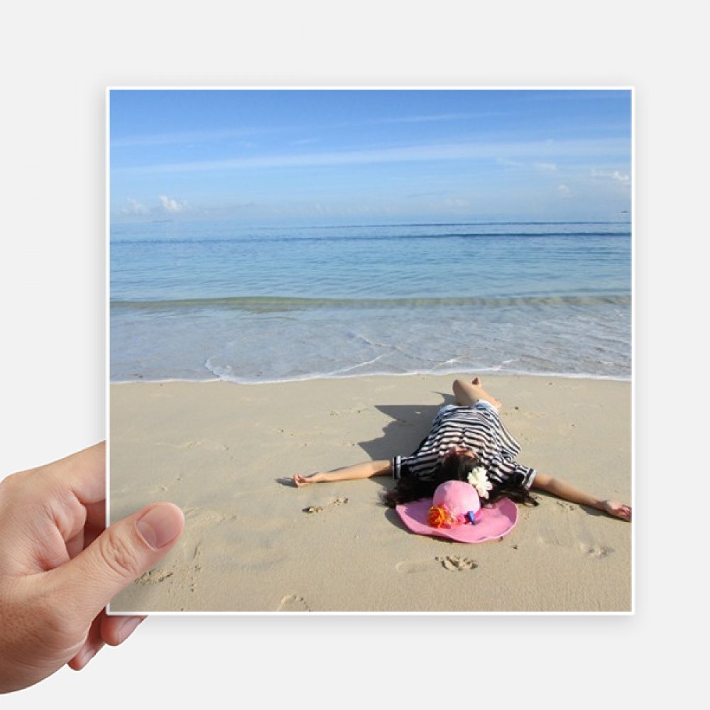 Sticker mer et plage 20cm pour personnaliser une valise ou une moto à votre image