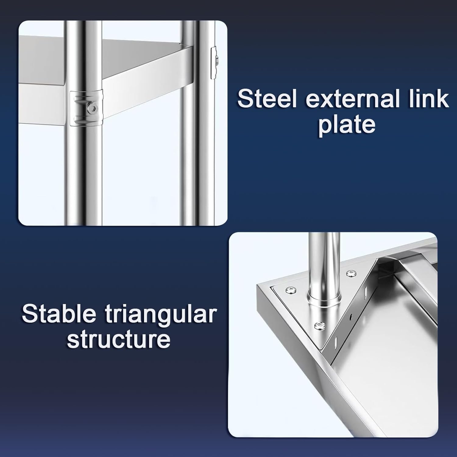 304 Stainless Steel Work Table with Gas Cylinder Storage Left/Right Universal 3-Tier Commercial Workbench with Adjustable Shelves Folded Edge Design H80cm Kitchen Prep