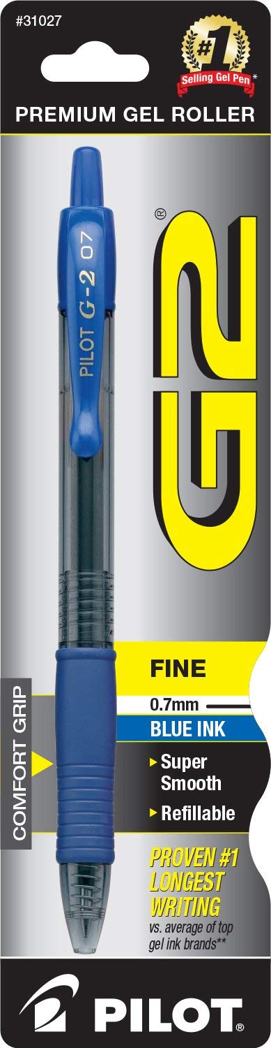 Pilot G2 Retractable Premium Gel Ink Roller Ball Pen, Fine Point, Single Pen, Blue Ink (31027)-image-44