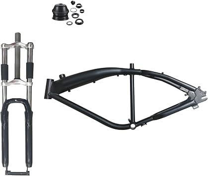 Bicycle Gas Frame 3.4L w/o Kickstand, Fuel Tank Built in 3.4L Frame - Black w/ Suspension Fork 26" and 1 1/8" Headset Combo