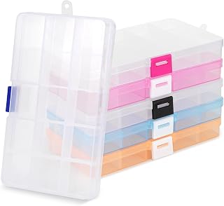 6 Pieces 15 Grid Small Parts Sorting Boxes with Adjustable Compartments, Sorting Box Jewelry Small Pieces Organizer Storage Box Sorting Box for Screws Beads Earring