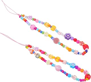 MUSISALY 2 Pçs Corda De Telefone Móvel Pendurada Corrente Pendurada No Pescoço Cordão De Telefone Com Contas Chaveiro Universal Cordão De Pulso De Telefone Para Telefone Chaveiro De Pulso