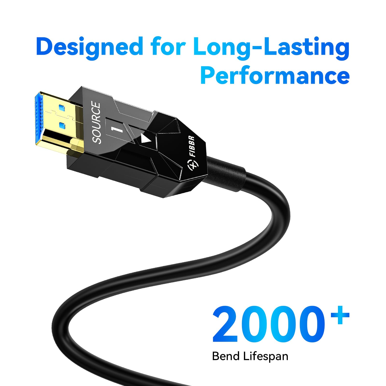 FIBBR 8K HDMI 2.1 Cable de Fibra Óptica 12M, 48Gbps Ultra Alta Velocidad HDMI Cable Activo AOC, 8K@60Hz 4K@120Hz/144hz HDR Efectos de Sonido Dolby Dinámicos para Cines en Casa, Entusiastas del Juego