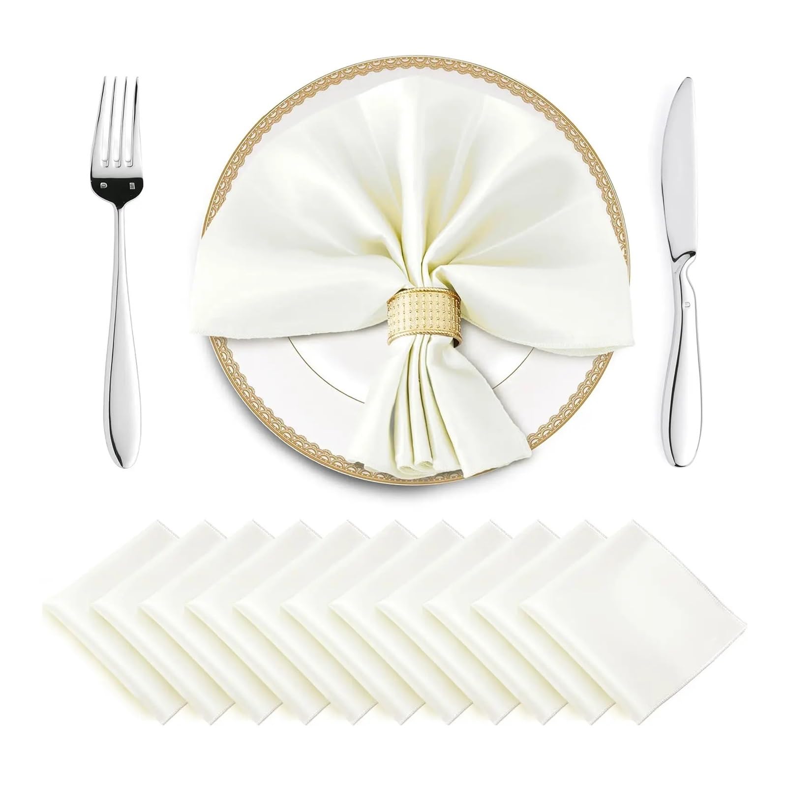 Satin Dinner Napkins 12PCS Wedding Red Satin Napkin 30x30cm Soft Table Napkins for Decoration Party Dinner Decor(Color 18)