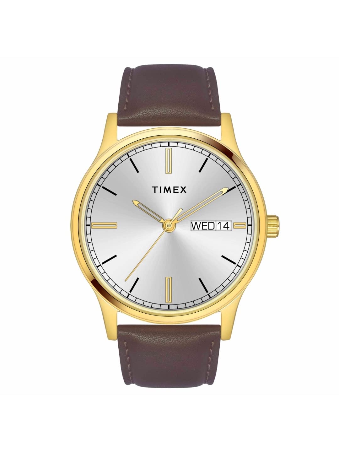 TIMEX Men Leather Classics Collection Multifunction Analogue Silver Dial Coloured Quartz Watch, Round Dial with 42Mm Case Width - Tw0Tg8311, Band Color-Brown (B0BYZDVDRG) Amazon Price History, Amazon Price Tracker