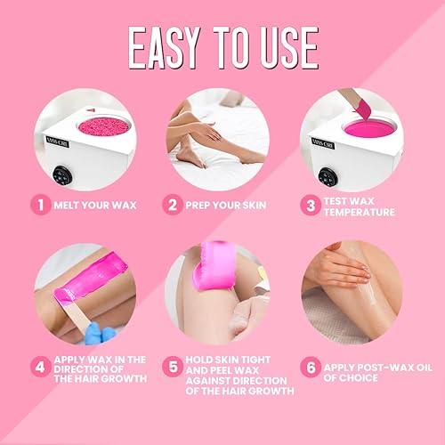 Miniatura 5 de Cuentas de cera dura hipoalergénicas rosadas  Cera sin dolor para depilación  No necesita tiras  bajo punto de fusión  Consistencia similar al gel