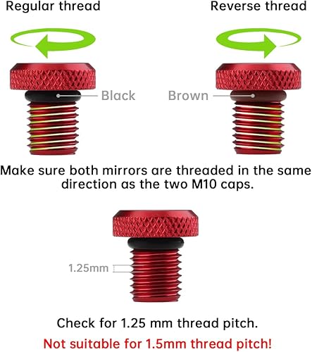 Miniatura 5 de 3 piezas de enchufe de agujero para espejo de motocicleta M10 x 1.25, tornillos universales de aluminio para espejo retrovisor de motocicleta Rojo