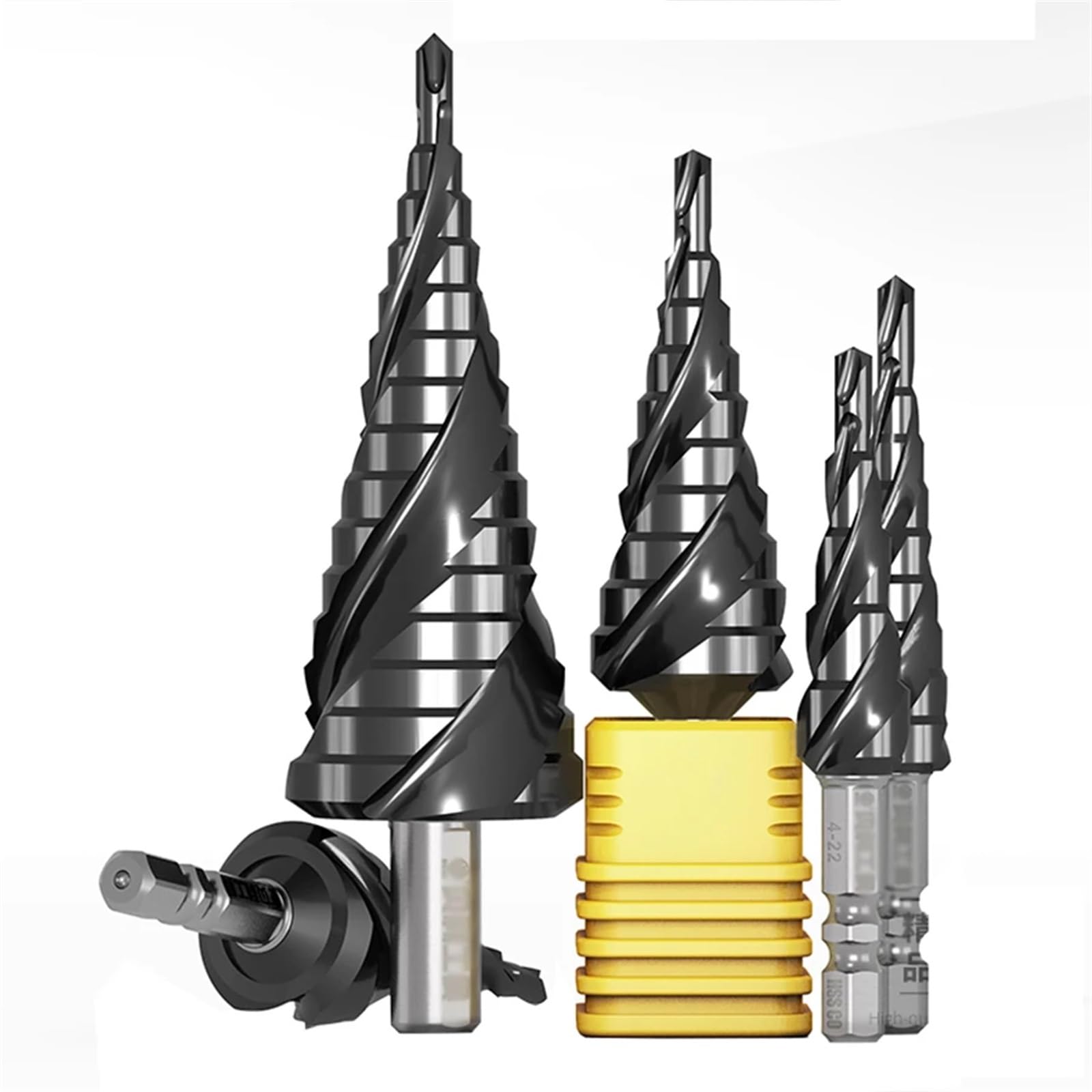 Broca Pagoda de cobalto de grado industrial, broca escariadora de acero inoxidable TiAlN, broca trapezoidal, broca escalonada, broca escalonada, escalones de ranura recta, 1 pieza(15 steps 4-32mm-01)