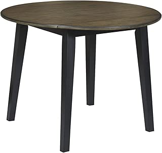 Signature Design By Ashley - Froshburg Round Drop Leaf Table - Casual Style - Grayish Brown/Black - coolthings.us