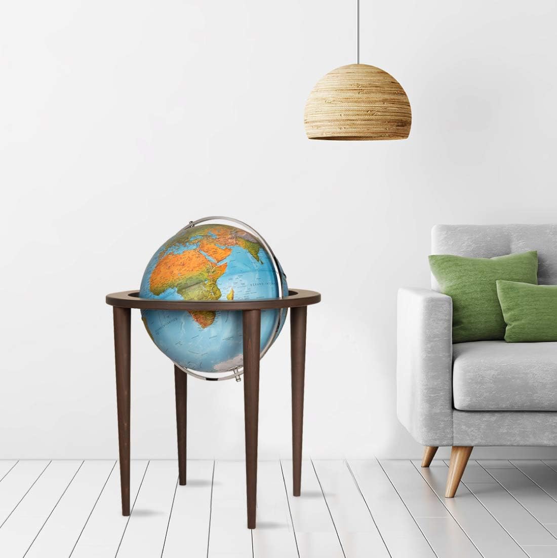 Waypoint Geographic Normandy Globe, 16” Decorative Standing Floor World Globe, 4-Leg Stand, Multi-Directional Mounting, For Home, Library, or Office Decor, Blue