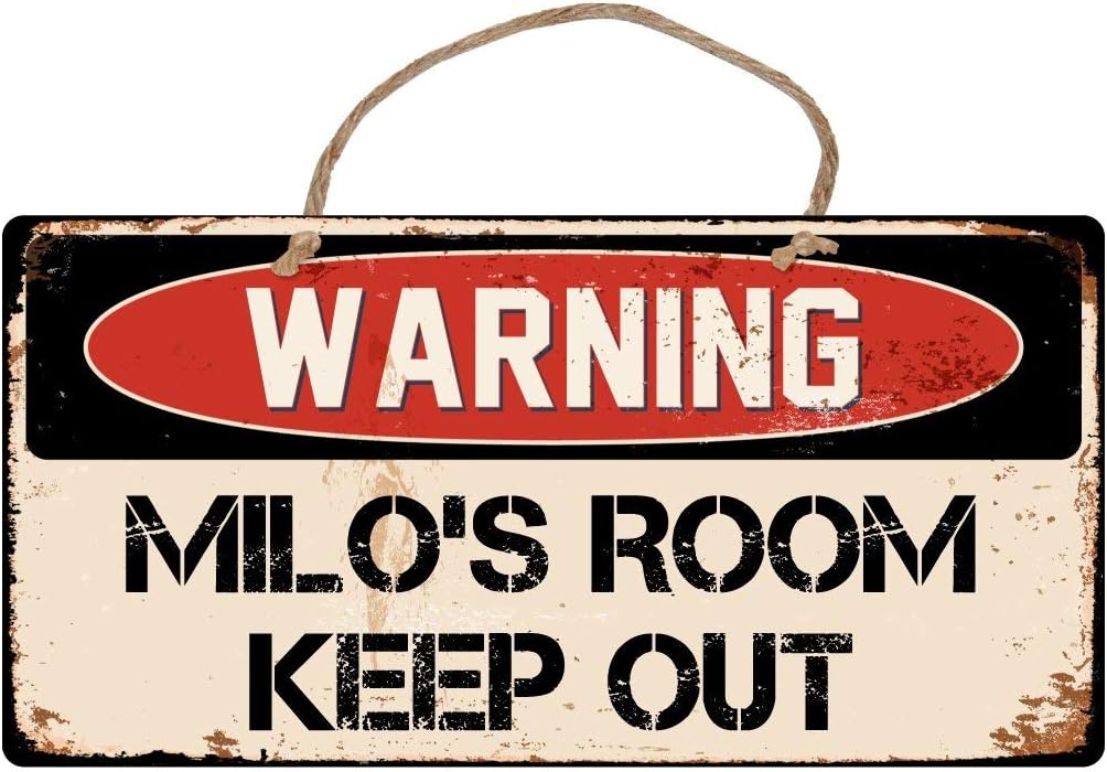 A724 Milos Room Keep Out – Letrero de advertencia de vinilo retro de 4 x 8 pulgadas
