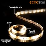echosari Battery Powered Led Strip Lights with Remote Warm White, 8 Modes, Dimmable, Timer, Self-Adhesive, Cuttable, Waterproof, 9.8FT 90Led Strip Lights for TV Kitchen Bedroom Decor(Warm White) | Strip Lights Battery Operated with Timer, Self-Adhesi