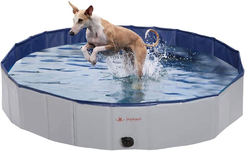 PUPTECK Foldable Dog Swimming Pool - Portable Collapsible Pet Bathing Tub, Indoor & Outdoor Leakproof Pool for Dogs Cats Spa, Large