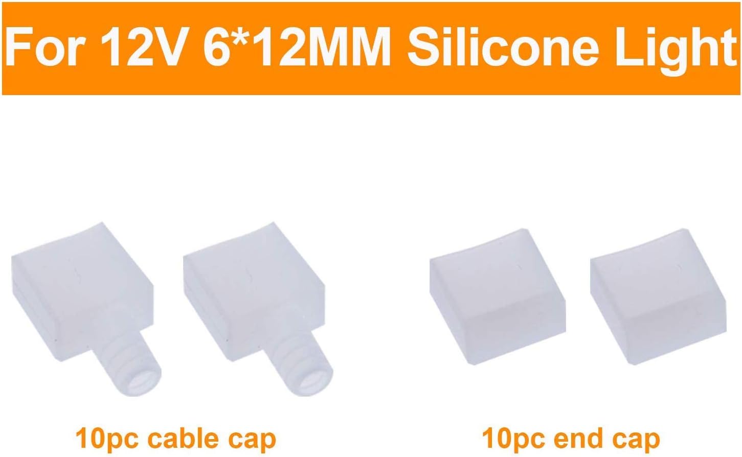 Shine Decor End Cap Cable Cap Pack for 12V or 24V 6x12mm LED Silicone Neon Rope Lights, Low Volt Smart Neon Lights' End Cap/Cable Cap Kit 20Pcs in Total