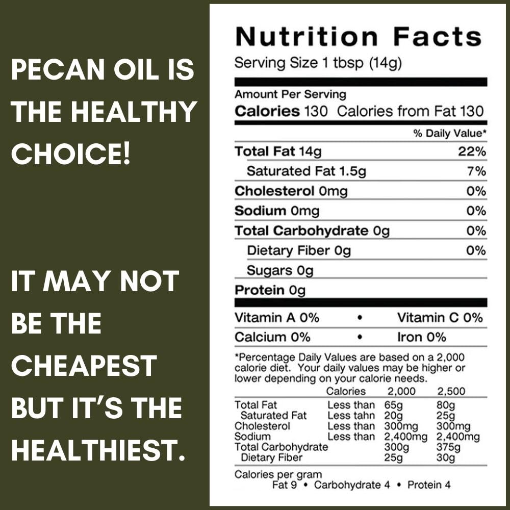 Pure Pecan Oil, 2 Pack, 1 Gallon Each, Premium Cooking Oil, Vegetable Oil Substitute