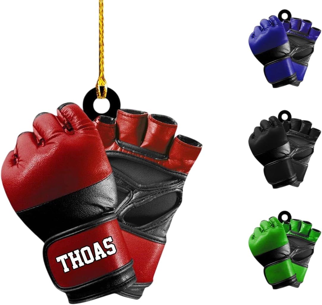 Custom MMA Boxing Gloves Christmas Ornament Personalized Fighter Training Gym Gear Sports Fan Gift Unique Holiday Decoration for Boxing Enthusiast