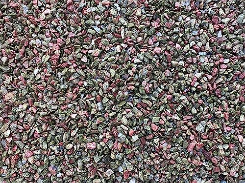 Image of GAF TREASURES 2 oz Lot Natural Semi Tumbled Gemstone Chips, Crushed Mini Crystals, Undrilled Crystal Chips (Unakite)