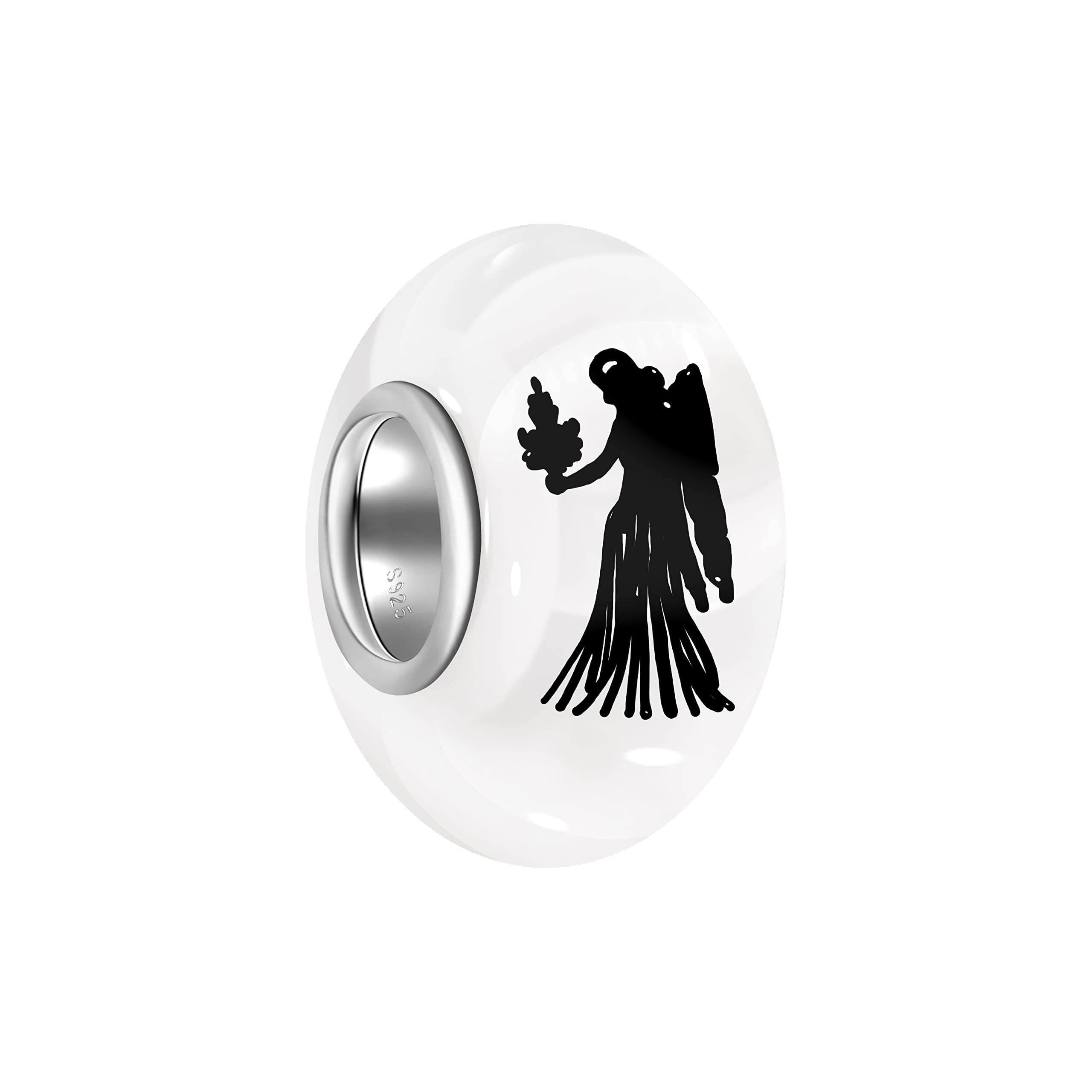925 Sterling Silber Glas Bead 'Sealife' – Lila, 9.5x15 Mm, Mit Organzasäckchen