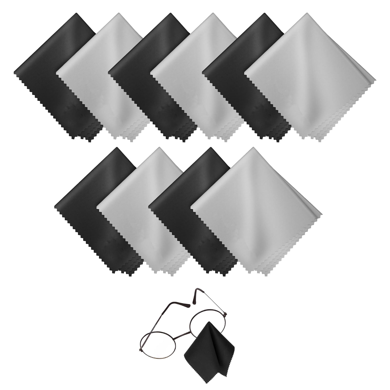 Gamuza Limpia Gafas,Paño de Microfibra,Paños de Limpieza de Microfibra,Paños de Limpieza de Gafas de Microfibra,Paño de Limpieza,Paño de Limpieza de Pantalla 15 x 18 cm 10 Piezas Blanco/Negro Tokaneit