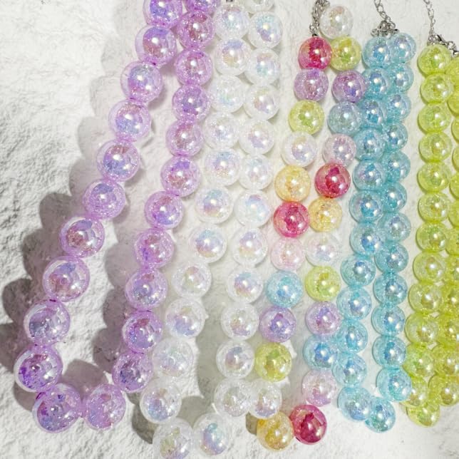 XAM Colorful Iridescent Glass Bead Choker-Necklace Bracelet Set Y2K Kawaii image 5