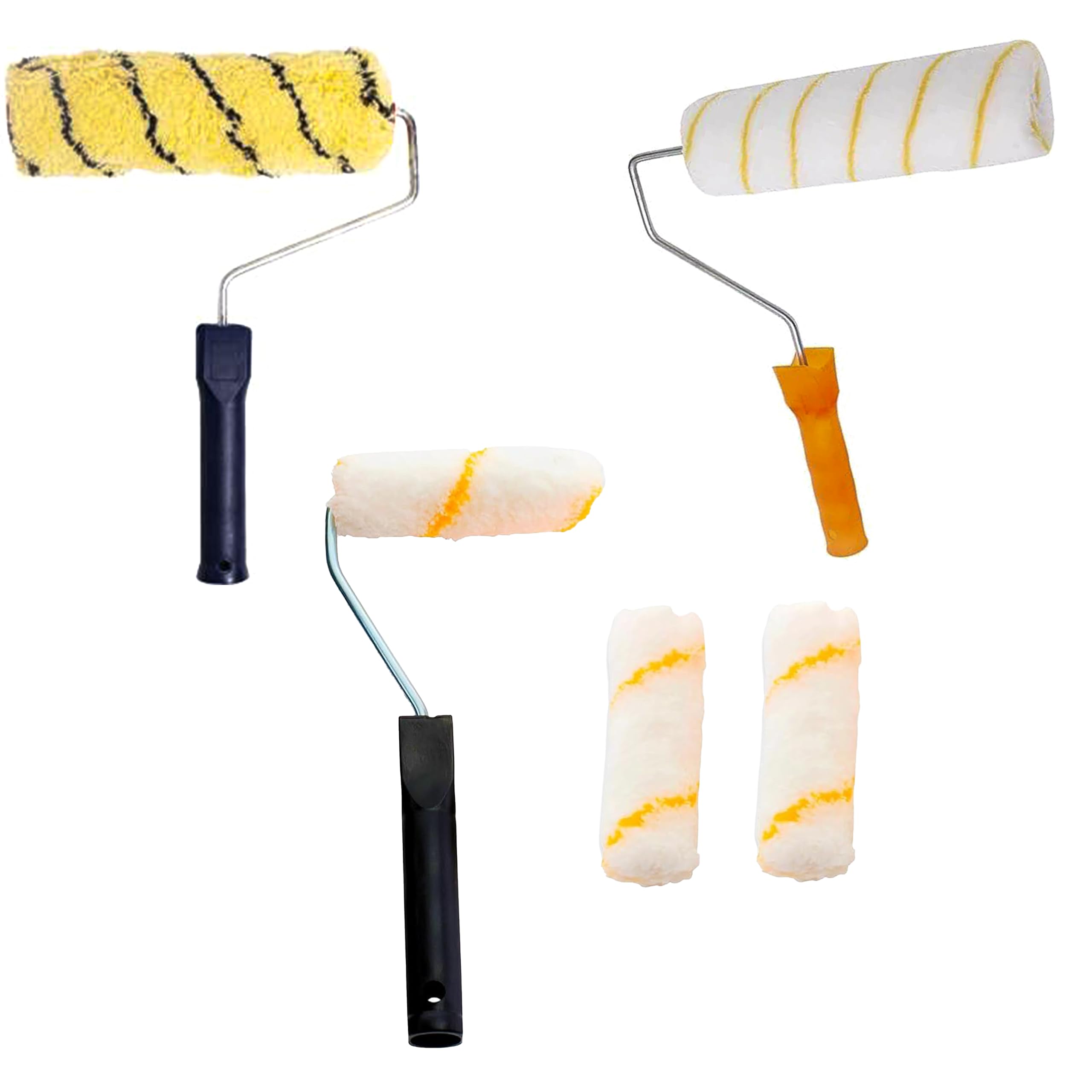 Paint Roller Set - Premium Wall Paint Roller with Ergonomic Handle and High-Density Foam, Includes Paint Brush, Ideal for Smooth and Even Coating (9" Tiger + 9" Plush + 4" Combo Rollers)