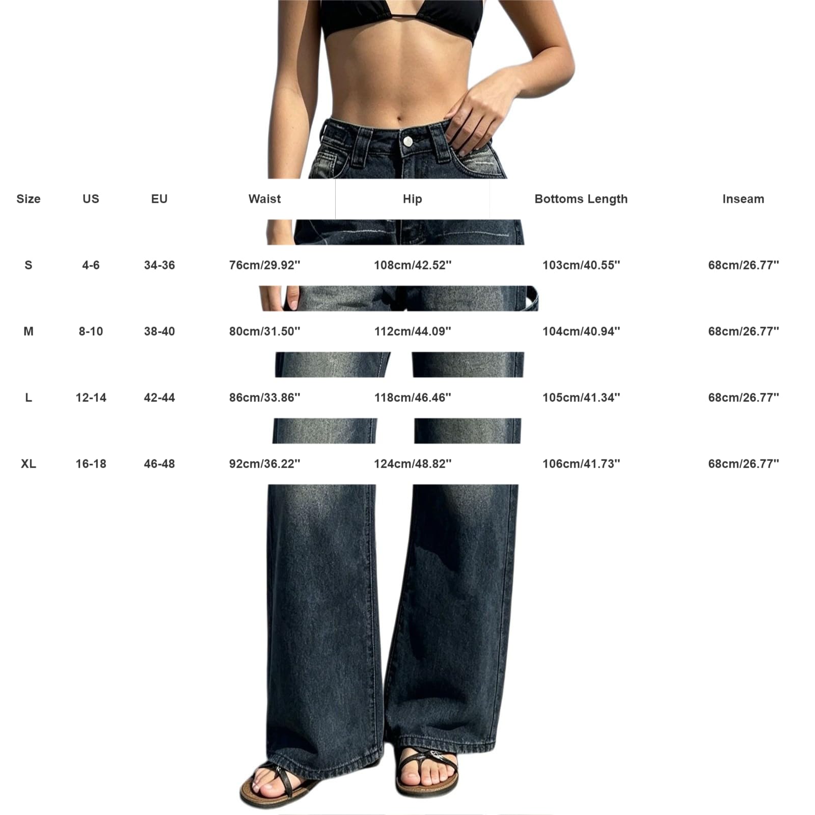 Damen Straight Leg Jeans Baggy Lang Weites Bein Jeanshosen Y2K | Große Größe Jeanshose Y2K Streetwear Casual Boyfriend Denimhose Moden Freizeithose Harajuku Sommerhose Für Teenager-Mädchen