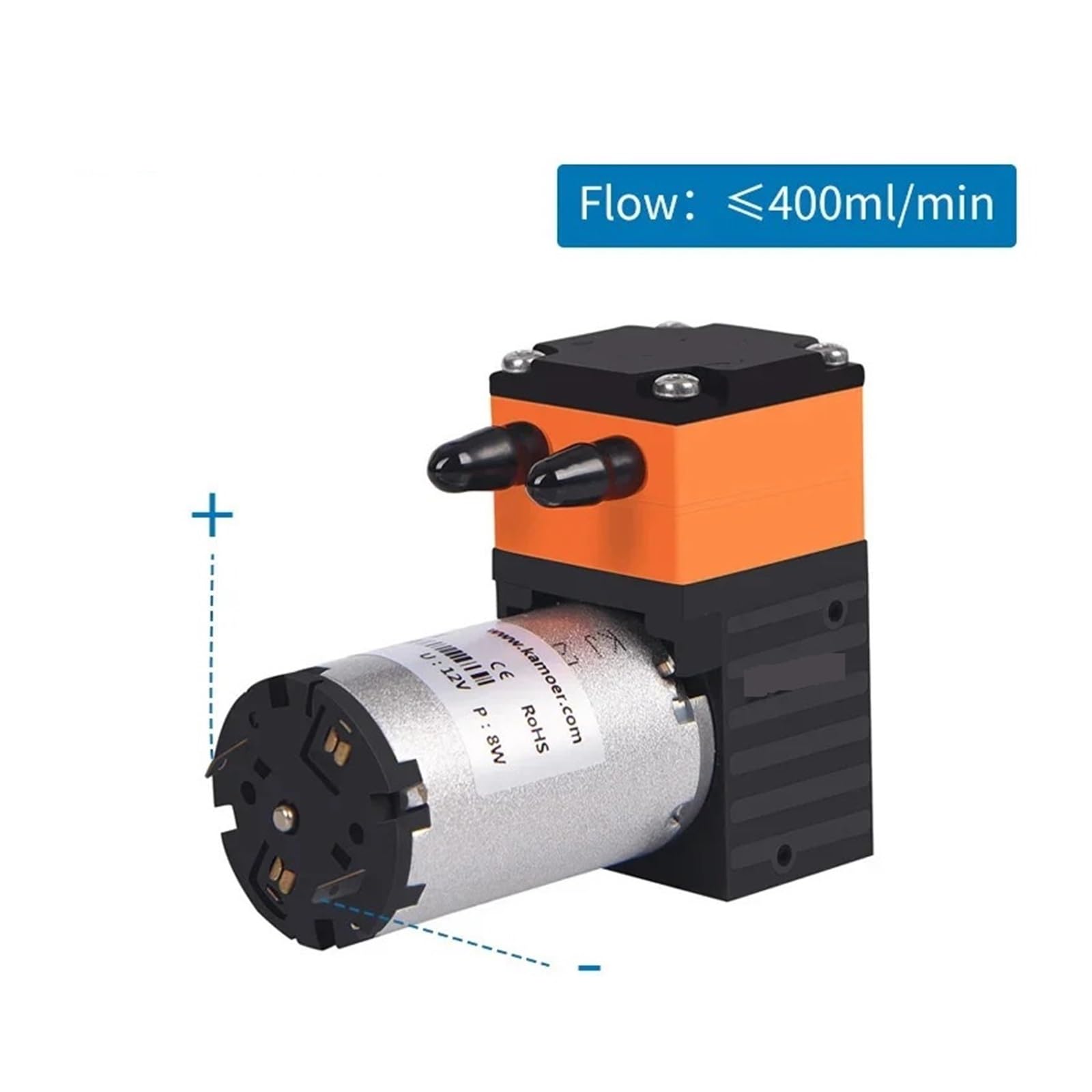 Bombas de Membrana de Alta presión Bombas sumergib Bomba de líquido de diafragma de Alto caudal KLP01 Mi ni de 400 ml/min, Motor de 12 V y 24 V CC, presión de líquido de 3 Bar for Laboratorio y Aguas