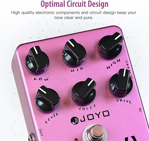 Miniatura 51 de JOYO Pedal de distorsión de alta ganancia de AC/DC Crunch a Heavy Metal con ecualizador de rango completo para efecto de guitarra eléctrica - Bypass