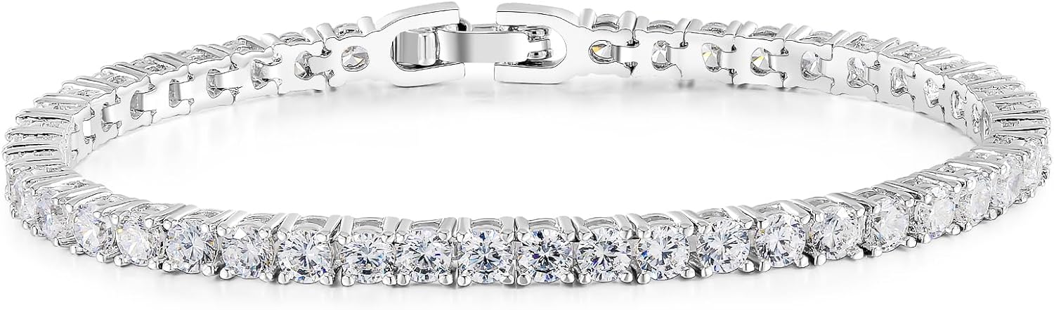 3MM Cubic Zirconia Tennis Bracelet for Women and Men, Classic Tennis Bracelet Small Wrist Size 6-7.5 inches
