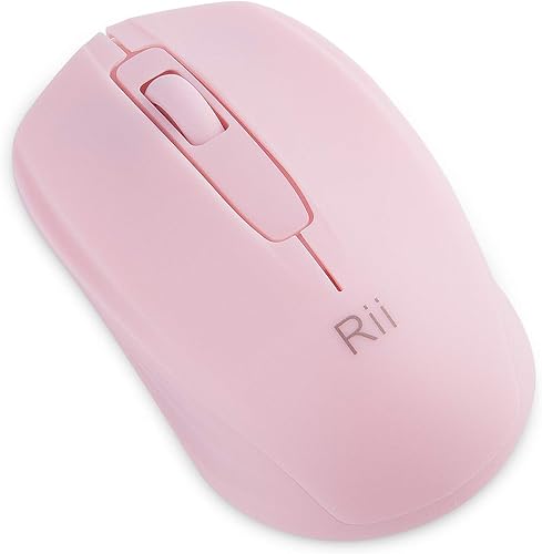 Miniatura 4 de Rii Ratón inalámbrico, 2.4G portátil para computadora, laptop, Windows, oficina, incluye dongle USB inalámbrico (rosa)