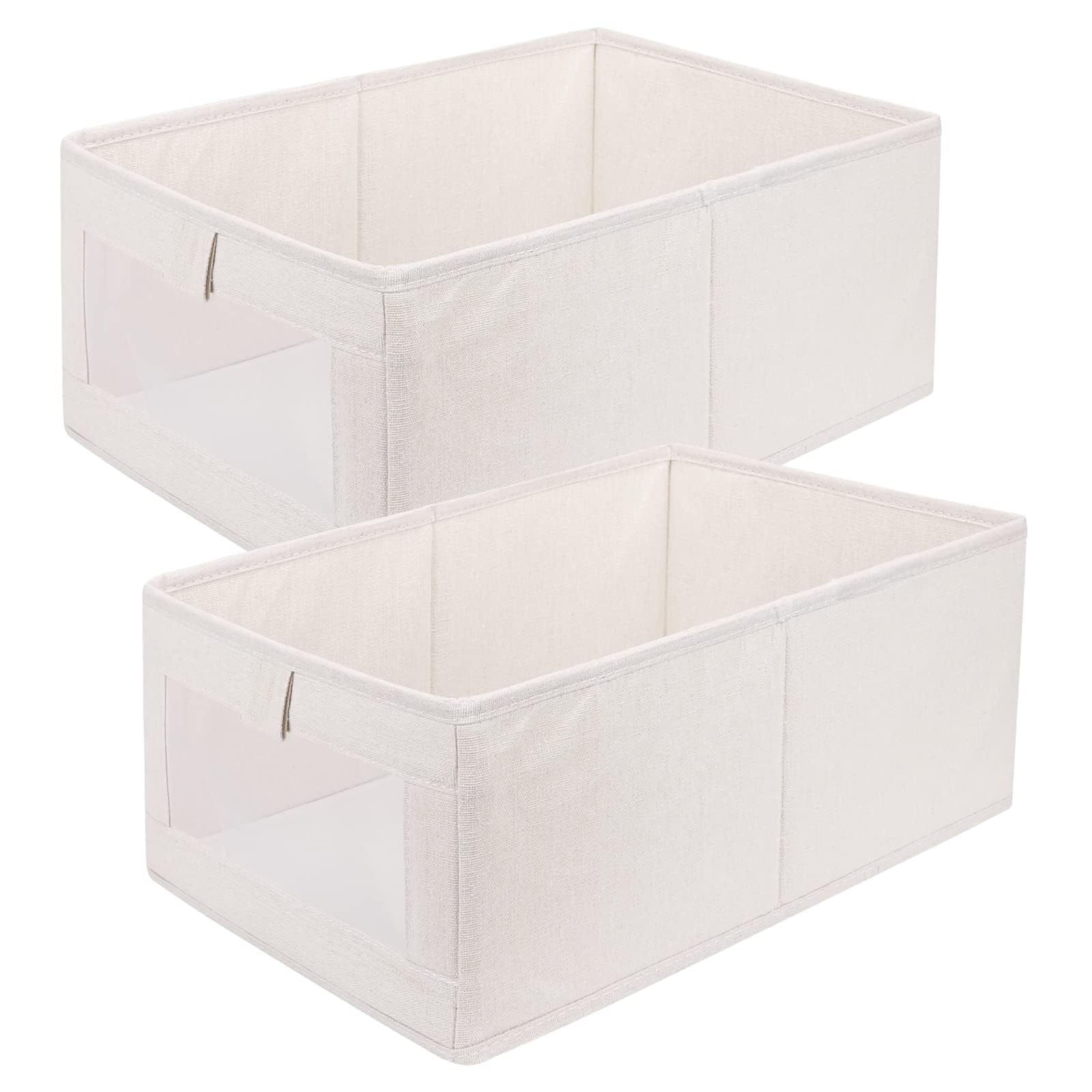 XIKAYA Armadio in tessuto,Organizer Armadio,Scatole Per Armadio,Scatole Portaoggetti per armadio,Cubo pieghevole in tessuto con finestra trasparente,per bucato,giocattoli,vestiti,libri (2 pezzi/set)
