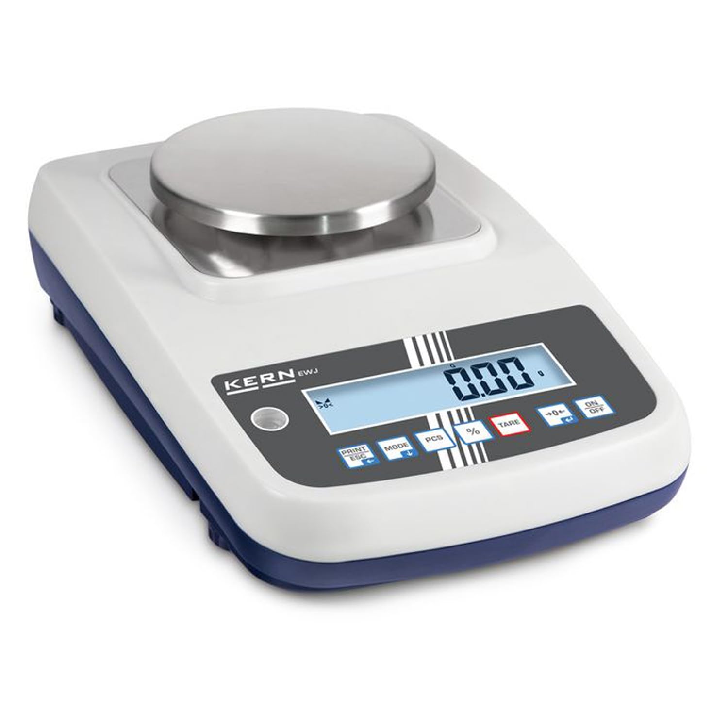 Balanza de precisión de alta calidad con ajuste automático interno [Kern EWJ 3000-2] Superficie de pesaje, Campo de pesaje [Max]: 3000 g, Lectura [d]: 0,01 g, Reproducibilidad: 0,02 g, Linealidad: 0,03 g, Plato de pesaje: Ø 135 mm (Acero inoxidable)