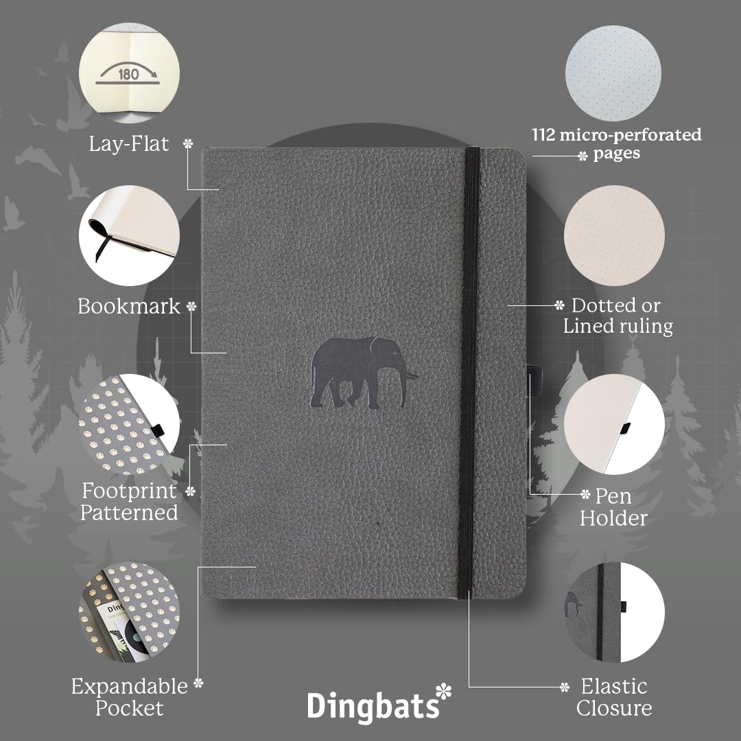 Dingbats* Wildlife Lined Journal Notebook A5, Vegan Leather Soft Cover, Ideal for Work Travel, Writing, with Pocket - Image 3