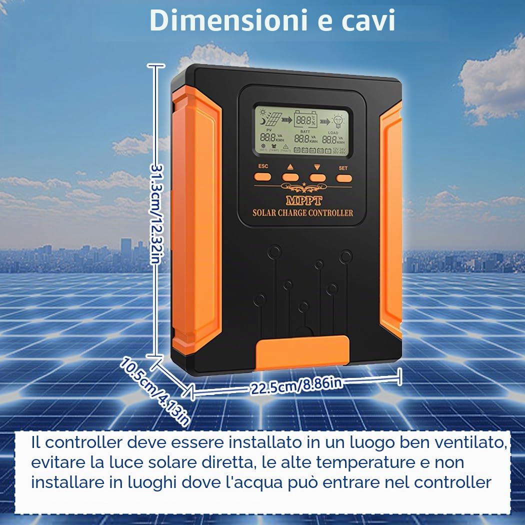 Y&H 120A Regolatore di Carica Solare MPPT 12V 24V 36V 48V Auto con Ddisplay LCD Regolatore Pannello Solare Max 180V Ingresso per Gel Sigillato Allagato e Batteria al LifePO4