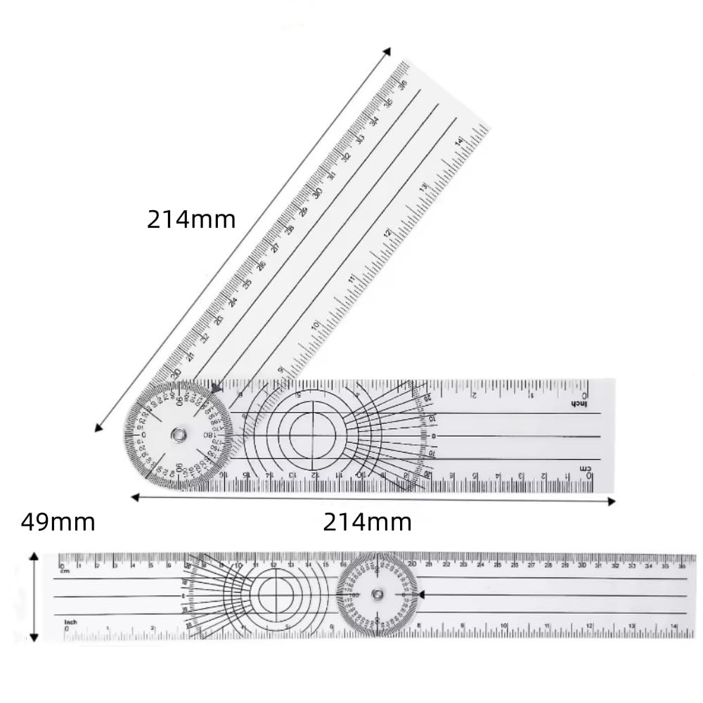 2 goniometri cinematografici in PVC girevoli a 360°, goniometro multifunzione per il rilevamento quotidiano e la cartografia e il righello della colonna vertebrale