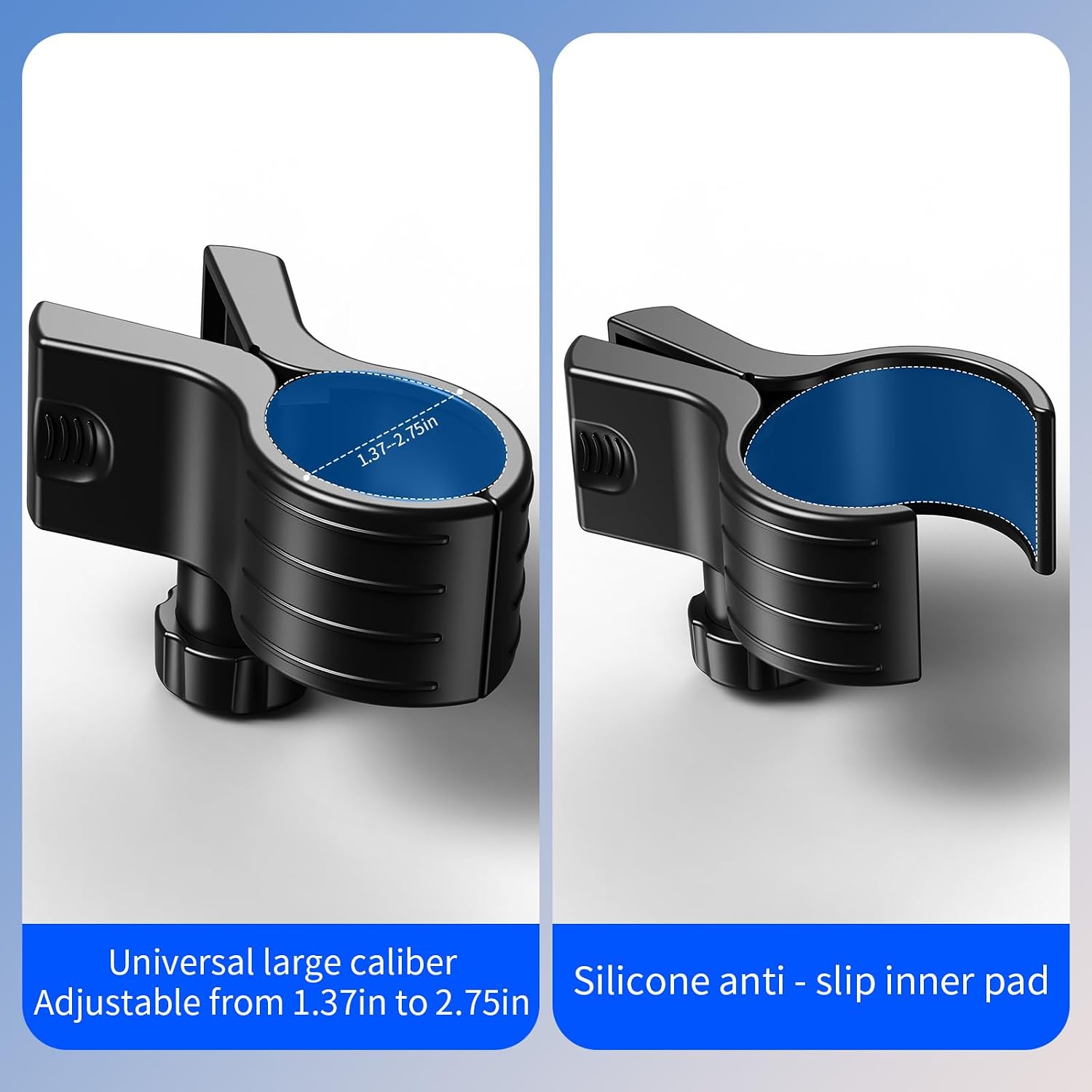 Universal 17mm Ball Head Clamp for Blow Dryer Stands/Microphone Stands – 360° Swivel Replacement Clip with Silicone Grip, Fits 1.37" to 2.75" Mounts (Accessory Only, Stand Not Included)