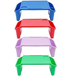 4Pcs Kids Lap Desk Tray, Plastic Breakfast Laptop Trays with Side Pockets, Portable Activity Table, Portable Lap Bed Table for Classroom (4, 19.69" L x 9.84" W x 7.1" H)
